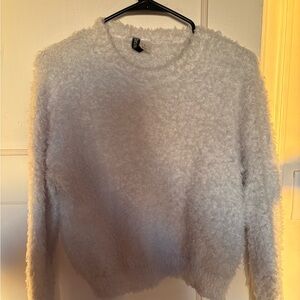 Fuzzy White Crewneck H&M Sweater